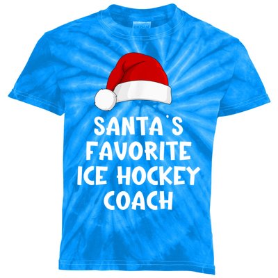 Christmas Santas Favorite Ice Hockey Coach Funny Xmas Pajama Kids Tie-Dye T-Shirt