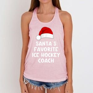 Christmas Santas Favorite Ice Hockey Coach Funny Xmas Pajama Women's Knotted Racerback Tank