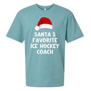 Christmas Santas Favorite Ice Hockey Coach Funny Xmas Pajama Sueded Cloud Jersey T-Shirt