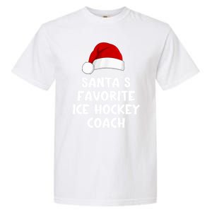 Christmas Santas Favorite Ice Hockey Coach Funny Xmas Pajama Garment-Dyed Heavyweight T-Shirt