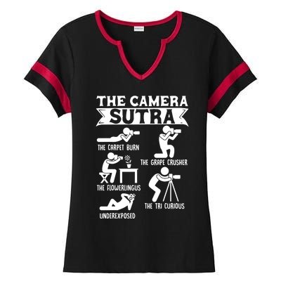 Camera Sutra Funny Photographer Pose Photography Ladies Halftime Notch Neck Tee