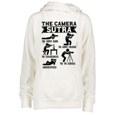 Camera Sutra Funny Photographer Pose Photography Womens Funnel Neck Pullover Hood