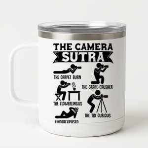 Camera Sutra Funny Photographer Pose Photography 12 oz Stainless Steel Tumbler Cup