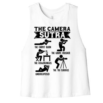 Camera Sutra Funny Photographer Pose Photography Women's Racerback Cropped Tank