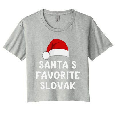 Christmas SantaS Favorite Slovak Funny Xmas Pajama Slovakia Women's Crop Top Tee