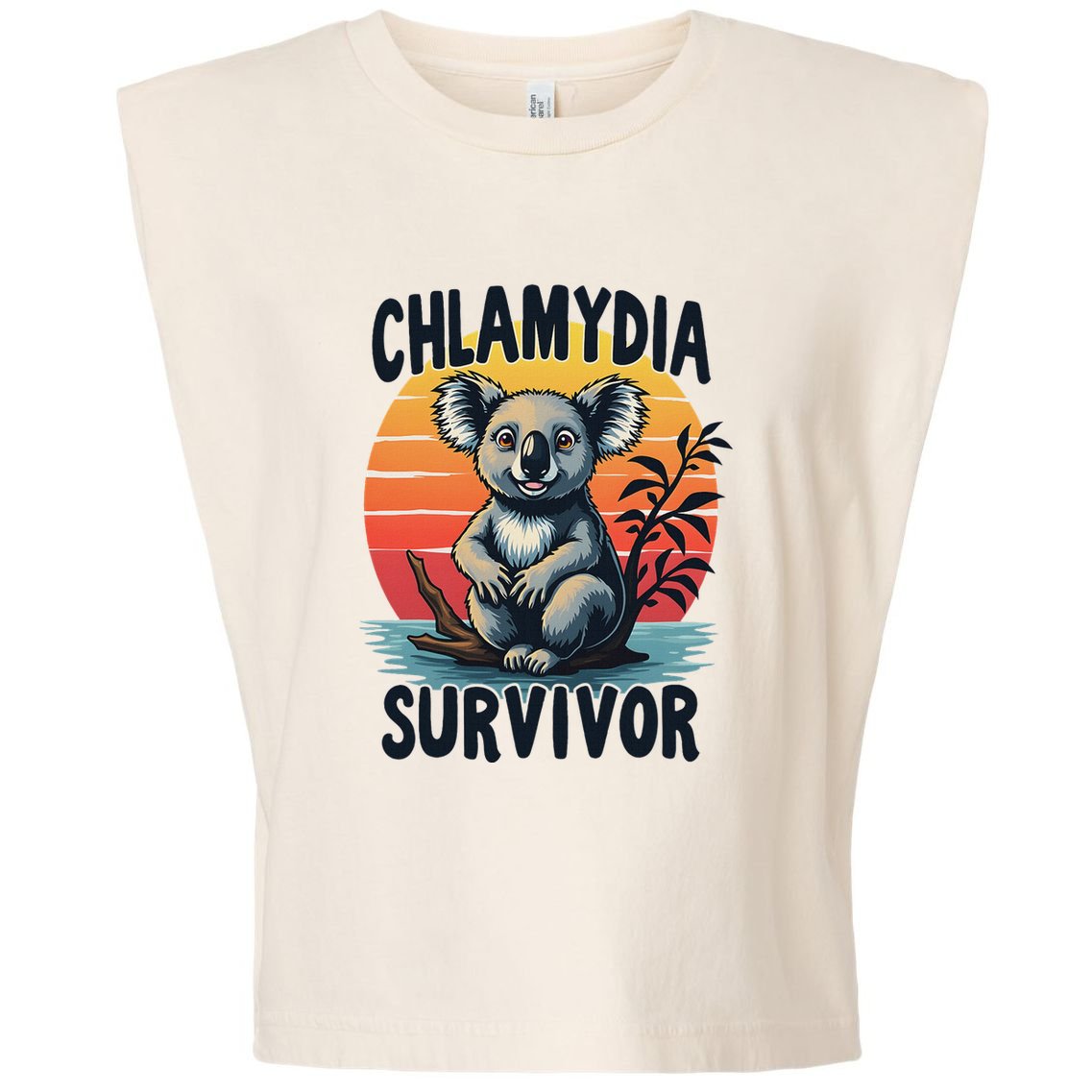 Chlamydia Survivor Funny Adult Joke Retro Vintage Koala Garment-Dyed Women's Muscle Tee