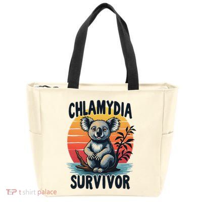 Chlamydia Survivor Funny Adult Joke Retro Vintage Koala Zip Tote Bag