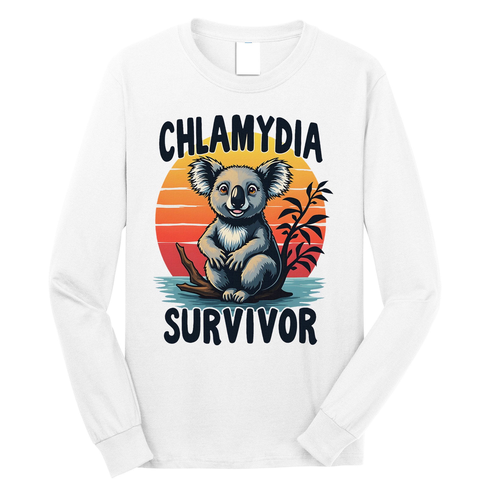 Chlamydia Survivor Funny Adult Joke Retro Vintage Koala Long Sleeve Shirt