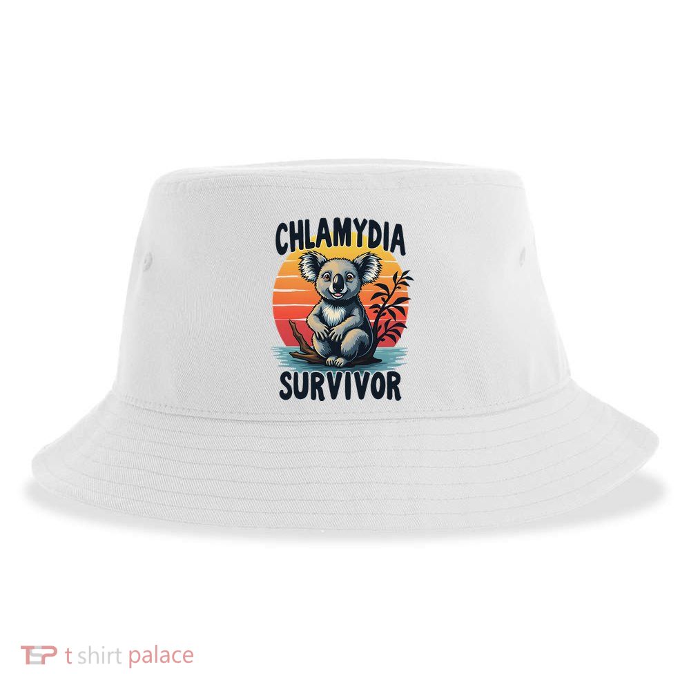 Chlamydia Survivor Funny Adult Joke Retro Vintage Koala Sustainable Bucket Hat