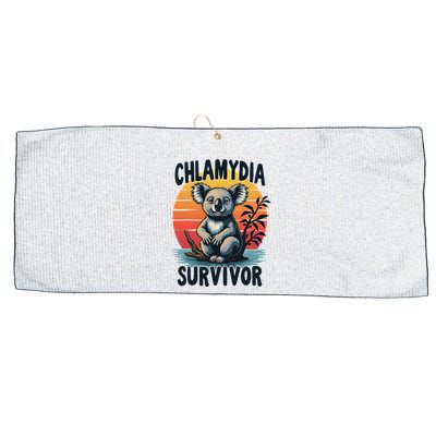 Chlamydia Survivor Funny Adult Joke Retro Vintage Koala Large Microfiber Waffle Golf Towel