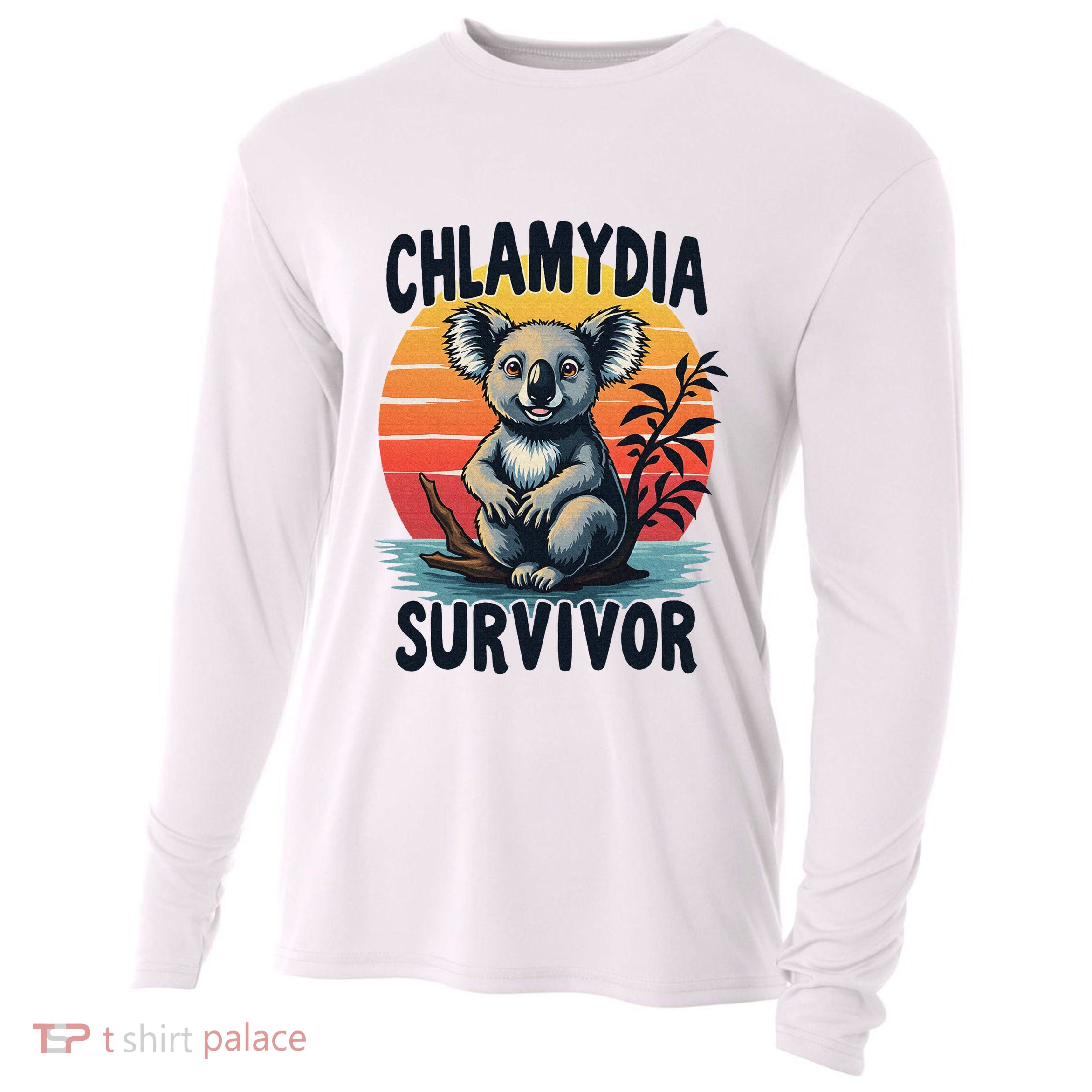Chlamydia Survivor Funny Adult Joke Retro Vintage Koala Cooling Performance Long Sleeve Crew
