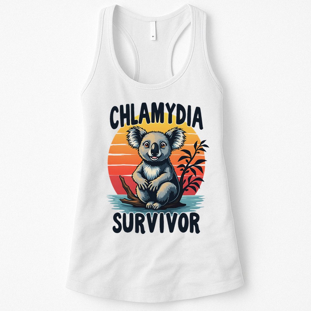 Chlamydia Survivor Funny Adult Joke Retro Vintage Koala Womens Tank Top