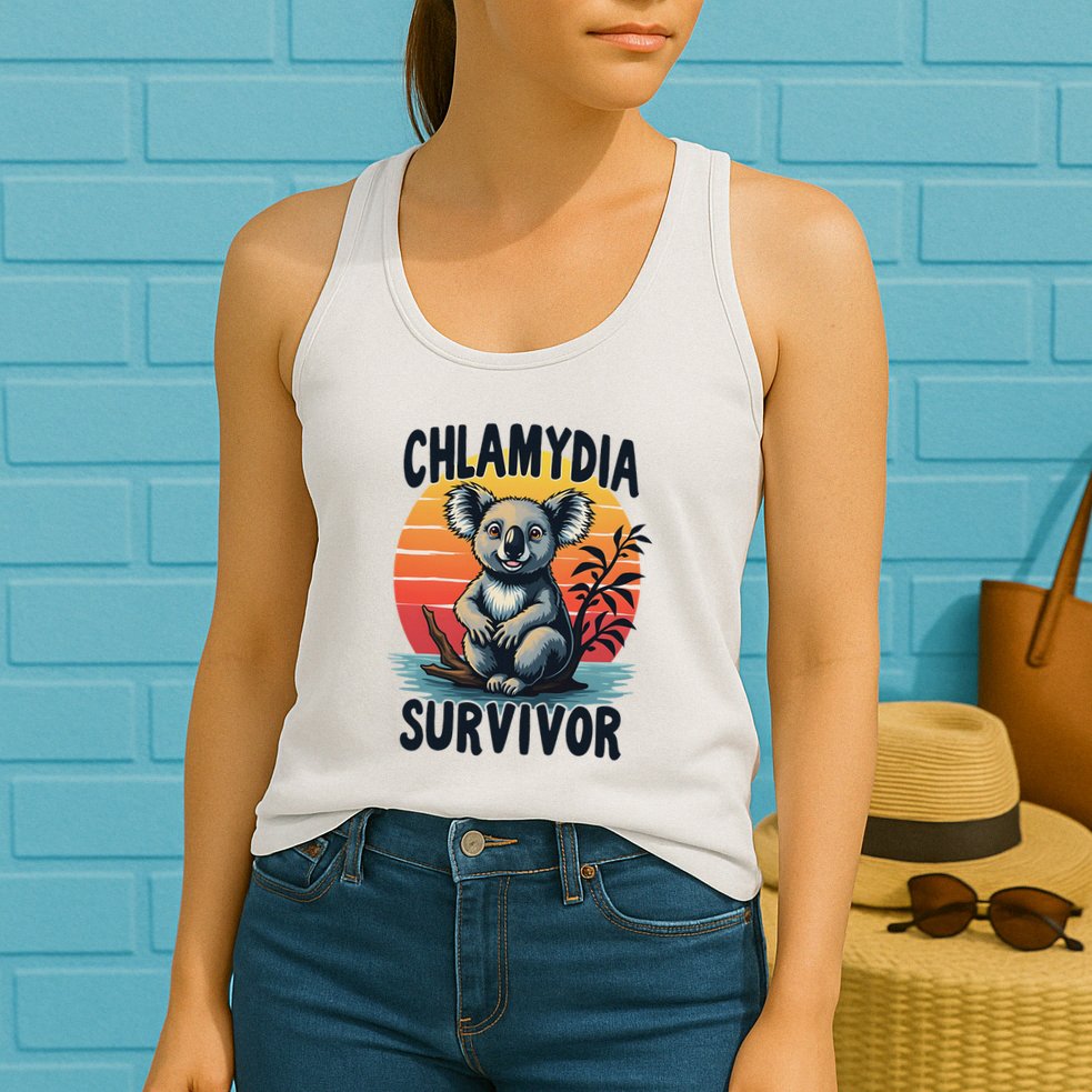 Chlamydia Survivor Funny Adult Joke Retro Vintage Koala Womens Tank Top