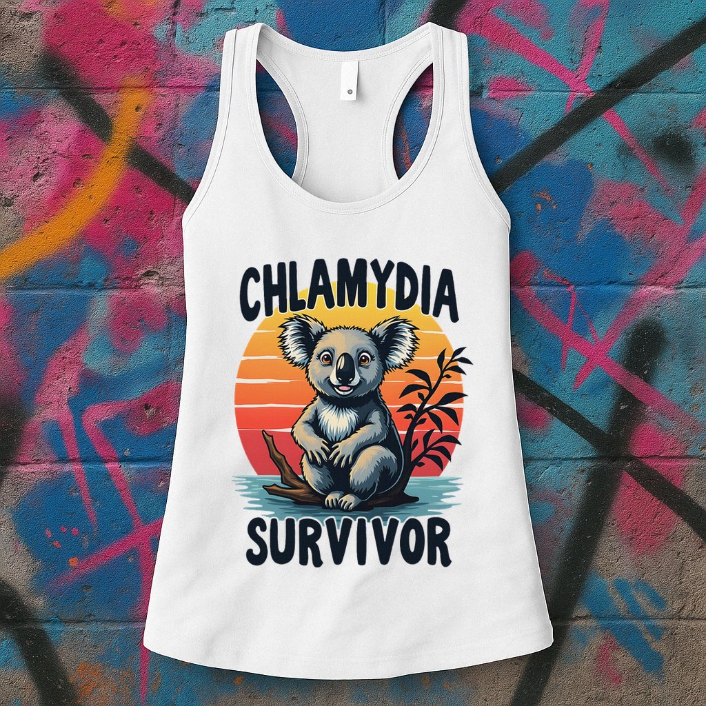 Chlamydia Survivor Funny Adult Joke Retro Vintage Koala Womens Tank Top