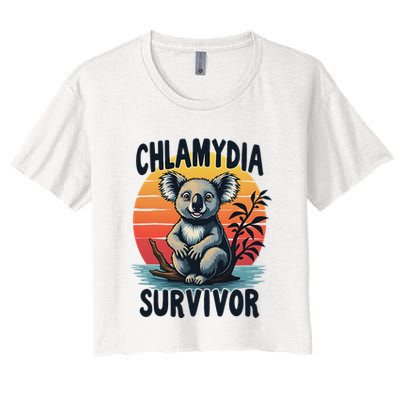 Chlamydia Survivor Funny Adult Joke Retro Vintage Koala Crop Top