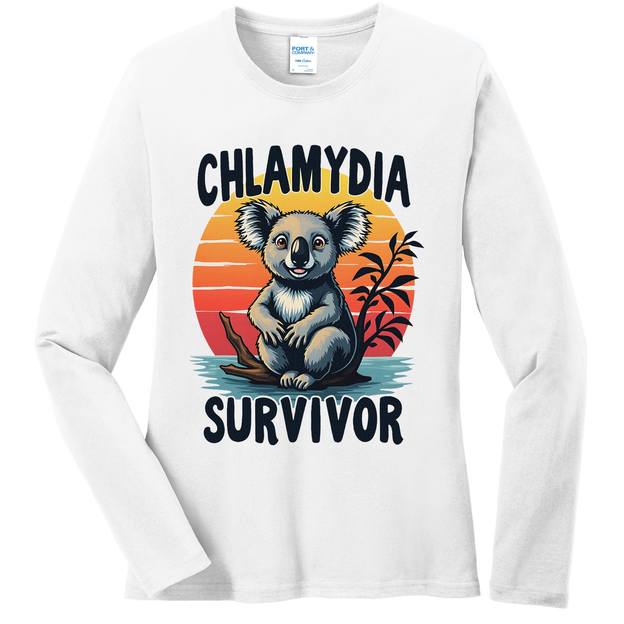 Chlamydia Survivor Funny Adult Joke Retro Vintage Koala Ladies Long Sleeve Shirt