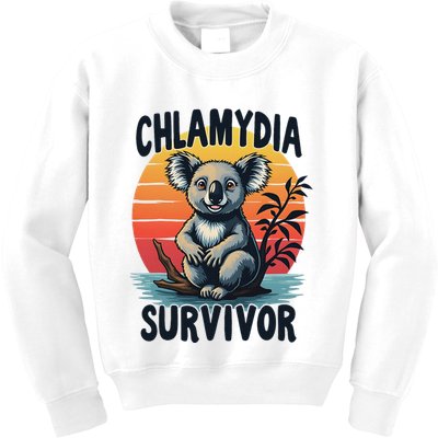 Chlamydia Survivor Funny Adult Joke Retro Vintage Koala Kids Sweatshirt