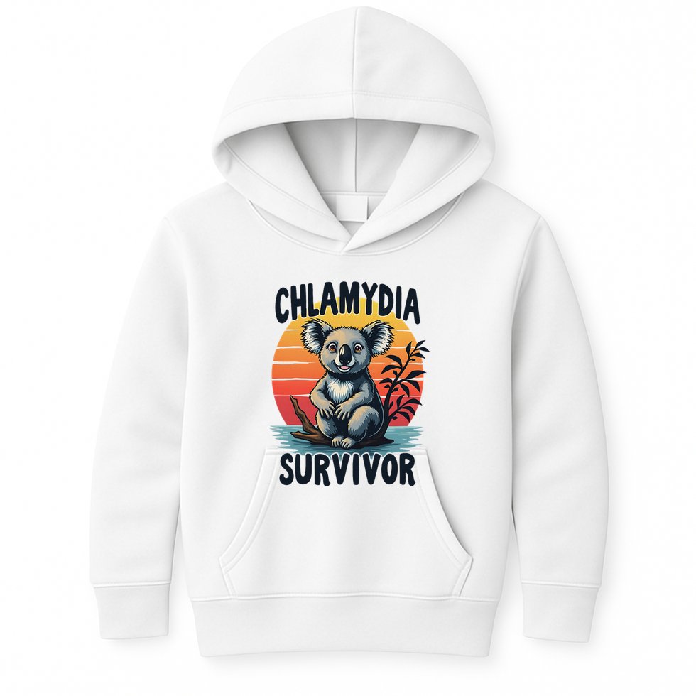 Chlamydia Survivor Funny Adult Joke Retro Vintage Koala Kids Hoodie