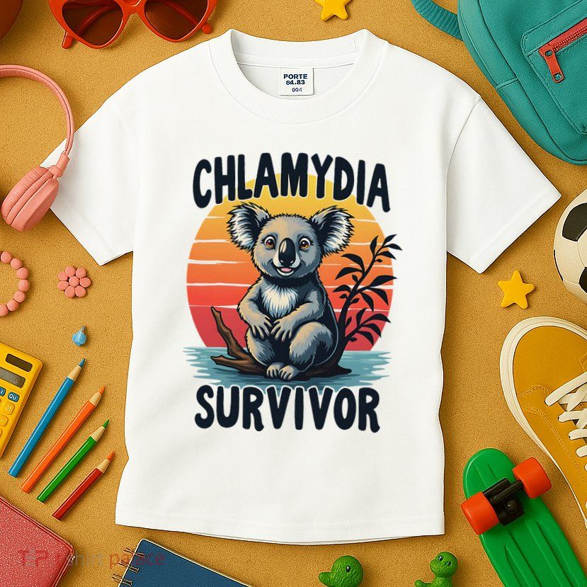 Chlamydia Survivor Funny Adult Joke Retro Vintage Koala Kids T-Shirt