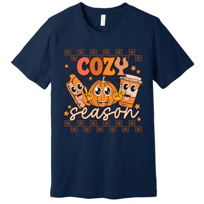 Cozy Season Fall Vibes Autumn Season Thanksgiving Pumpkin Spice Funny Premium T-Shirt