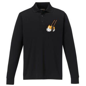 Corgi Sushi Funny Dog Gift Performance Long Sleeve Polo