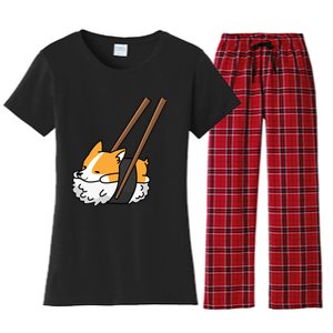 Corgi Sushi Funny Dog Gift Women's Flannel Pajama Set