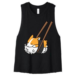 Corgi Sushi Funny Dog Gift Women's Racerback Cropped Tank