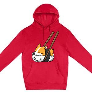 Corgi Sushi Funny Dog Gift Premium Pullover Hoodie