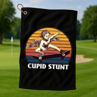 Cupid Stunt Funny Sarcastic Offensive Humor Embarrassing Golf Towel