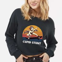 Cupid Stunt Funny Sarcastic Offensive Humor Embarrassing Cropped Pullover Crew