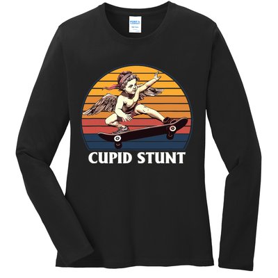 Cupid Stunt Funny Sarcastic Offensive Humor Embarrassing Ladies Long Sleeve Shirt
