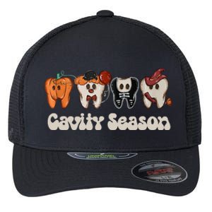 Cavity Season Funny Dental Halloween Teeth Dentist Flexfit Unipanel Trucker Cap