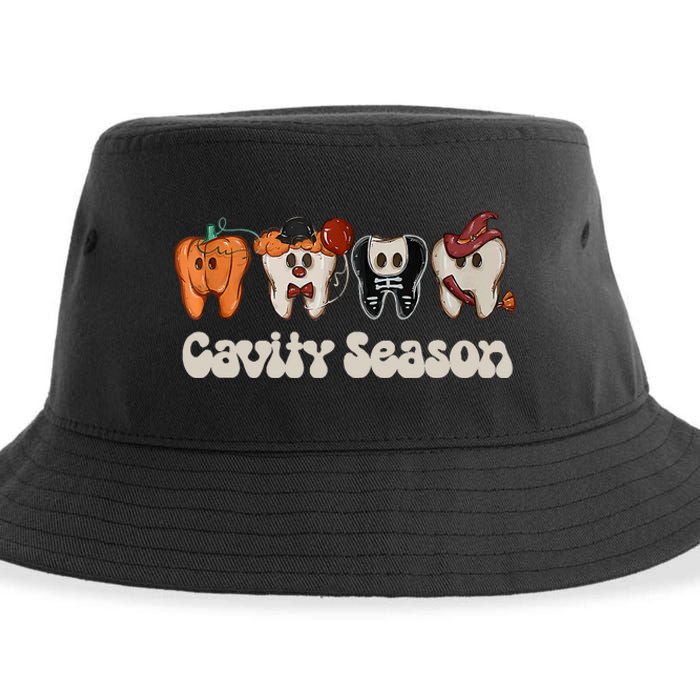 Cavity Season Funny Dental Halloween Teeth Dentist Sustainable Bucket Hat