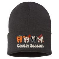 Cavity Season Funny Dental Halloween Teeth Dentist Sustainable Knit Beanie