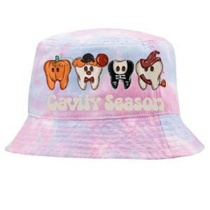 Cavity Season Funny Dental Halloween Teeth Dentist Tie-Dyed Bucket Hat