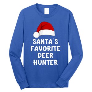 Christmas SantaS Favorite Deer Hunter Funny Xmas Pajama Meaningful Gift Long Sleeve Shirt