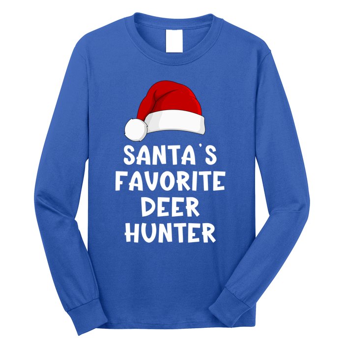 Christmas SantaS Favorite Deer Hunter Funny Xmas Pajama Meaningful Gift Long Sleeve Shirt