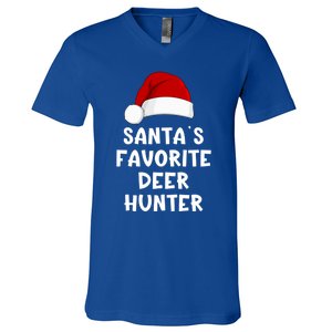 Christmas SantaS Favorite Deer Hunter Funny Xmas Pajama Meaningful Gift V-Neck T-Shirt