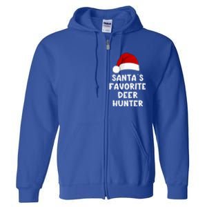 Christmas SantaS Favorite Deer Hunter Funny Xmas Pajama Meaningful Gift Full Zip Hoodie