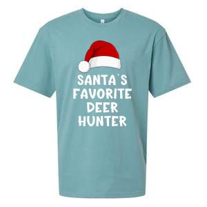 Christmas SantaS Favorite Deer Hunter Funny Xmas Pajama Meaningful Gift Sueded Cloud Jersey T-Shirt