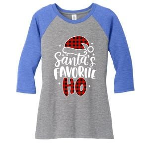 Christmas SantaS Favorite Ho Gift Women's Tri-Blend 3/4-Sleeve Raglan Shirt