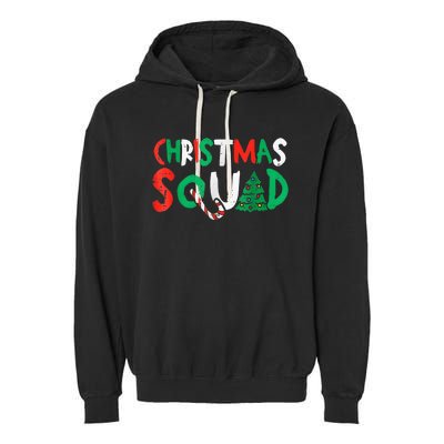 Christmas Squad Family Group Matching Shirts Funny Santa Elf Garment-Dyed Fleece Hoodie