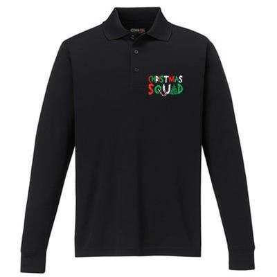 Christmas Squad Family Group Matching Shirts Funny Santa Elf Performance Long Sleeve Polo