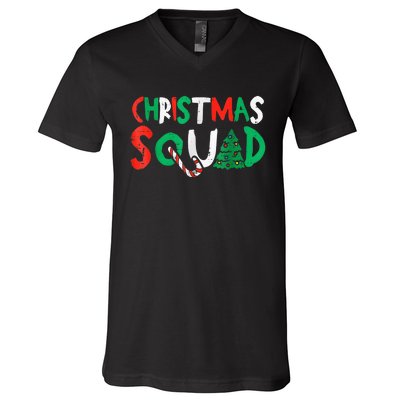 Christmas Squad Family Group Matching Shirts Funny Santa Elf V-Neck T-Shirt