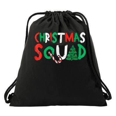 Christmas Squad Family Group Matching Shirts Funny Santa Elf Drawstring Bag