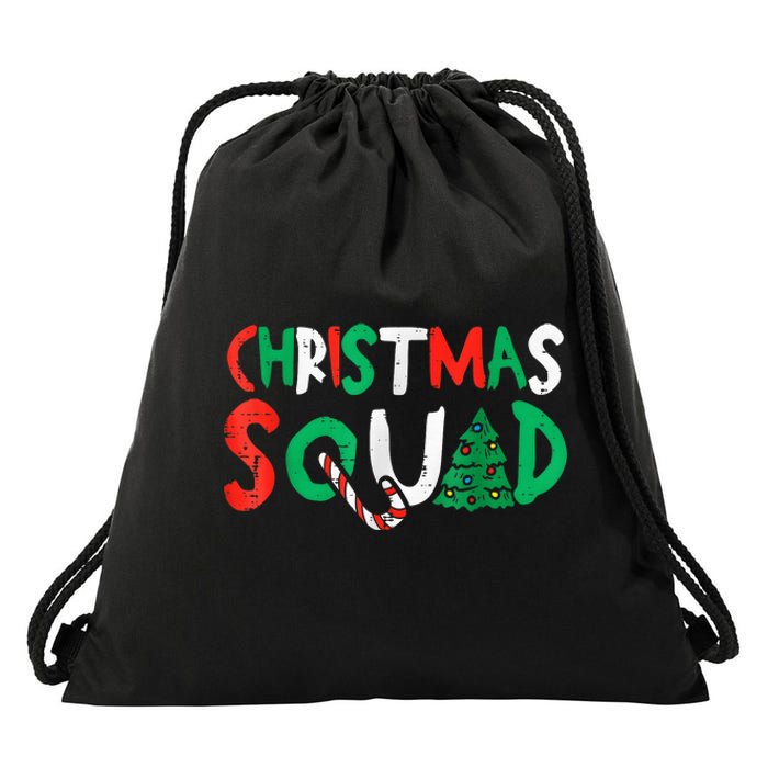 Christmas Squad Family Group Matching Shirts Funny Santa Elf Drawstring Bag