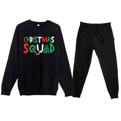 Christmas Squad Family Group Matching Shirts Funny Santa Elf Premium Crewneck Sweatsuit Set