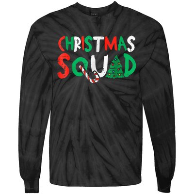 Christmas Squad Family Group Matching Shirts Funny Santa Elf Tie-Dye Long Sleeve Shirt