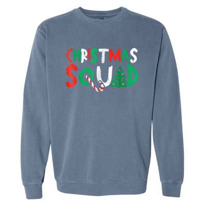 Christmas Squad Family Group Matching Shirts Funny Santa Elf Garment-Dyed Sweatshirt