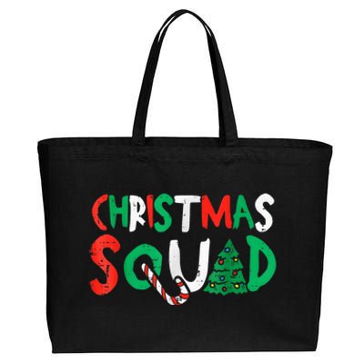 Christmas Squad Family Group Matching Shirts Funny Santa Elf Cotton Canvas Jumbo Tote